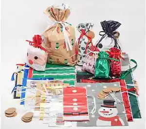 Kringle Express 60-Piece REUTILIZABLE Drawcord Gift Bag Set con etiquetas - Imagen 1 de 2