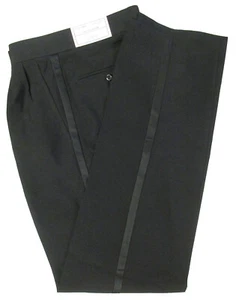 New Men's Black Tuxedo Pants Machine Washable Polyester Regular Rise 41" Waist - Picture 1 of 1