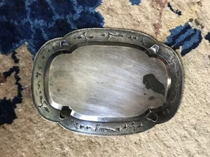 Vassoio vintage sovietico argento sterling inciso Vietnam 5,39 once 7,75" L x 5,5" W - Foto 1 di 8
