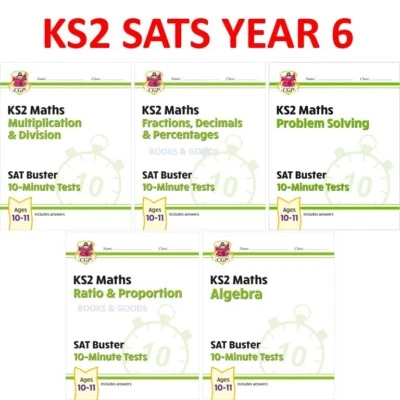 KS2 Year 6 Maths  10 Minute Test 5 Workbooks Bundle with Answer Ages 10-11 CGP - Image 1 of 4