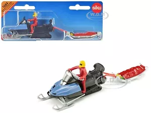 SCHNEEMOBIL BLAU MIT RETTUNGSSCHLITTEN & 2 FIGUREN DIECAST MODELL VON SIKU 1684 - Bild 1 von 4