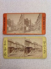 Rare New York City Two Stereoviews Slums Five Points Oyster Barges L@@@K