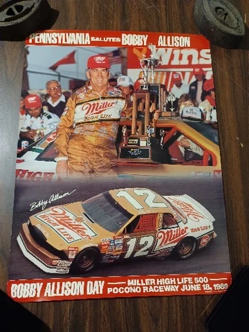 Vtg 1989 Bobby Allison Poster, Pennsylvania Salutes Bobby Allison 24x18 Cover