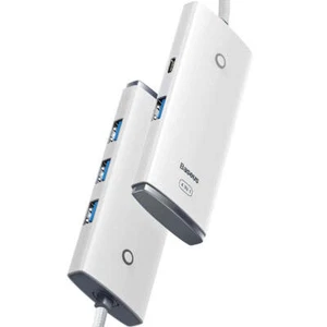 Hub-Adapter Baseus 4in1 USB-A - 4x USB 3.2 gen1 1x USB-C 25cm Weiß Kabel - Bild 1 von 11