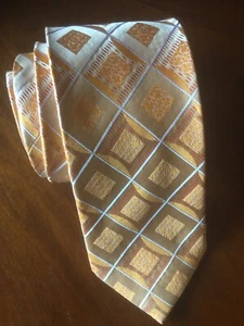 Steven Land The Big Knot Orange Square Pattern Men's Tie. - Picture 1 of 3