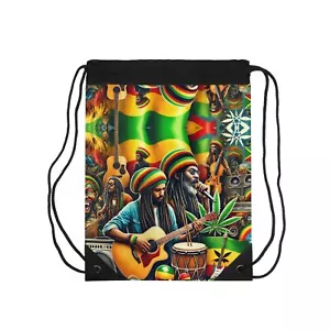 Reggae Vibes Drawstring Gym Bag Perfect for Gym, Store, or Beach - Picture 1 of 5
