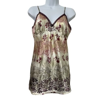 Babydoll de satén Xhilaration Y2K encaje lentejuelas sin mangas talla L floral Fairycore Foto 1 de 4