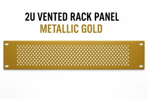 2 HE belüftete Rackblende - Metallic Gold - 19" Stahl perforierte Abdeckung - Bild 1 von 4