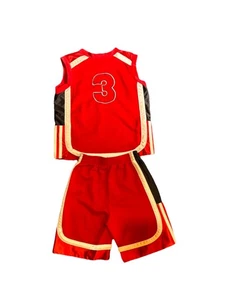 Y2K Adidas Shorts Tank Set Red 3T Vintage Polyester Basketball Toddler - Picture 1 of 8
