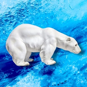 Vintage Bisque Porcelain Figurine Polar Bear Art Deco Decor Pottery Figure - Foto 1 di 22