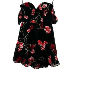Mini Vestido Blanco Fox Boutique Monte Carlo Negro Rojo Floral Talla XS - Imagen 1 de 14