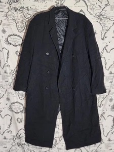 London Fog Giacca Trench Uomo Nero Misto Lana Doppiopetto Soprabito 42R - Foto 1 di 16