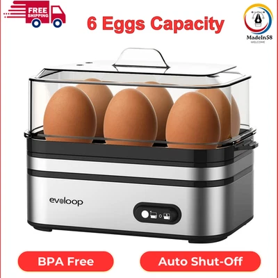 Rapid Egg Cooker Electric 6 Eggs Capacity, Soft, Medium, Hard Boiled, Poacher - Image 1 of 4