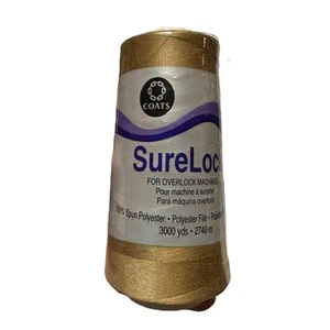 Coats Surelock White Polyester Thread for Overlock Machines 3000yds. Gold - Picture 1 of 3