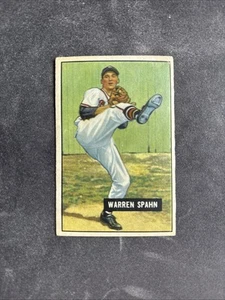 1951 Bowman - Warren Spahn #134 HOF Boston Braves No Creases Nice Card! - Picture 1 of 6