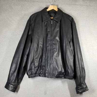 Vintage Gear For Sports Jacket Mens XL Black Leather Bomber Zip Quilted Y2K 00s - Image 1 of 4