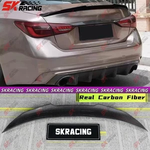 Glossy Black FRP/Forged/Carbon Fiber Rear Spoiler Wing Fits INFINITI Q50 2018-24 - Bild 1 von 30