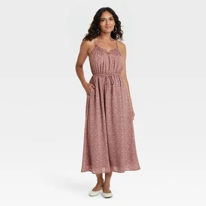 Women's Smocked MIDI Sundress - Universal Thread™ Mauve Floral XS NWT - Picture 1 of 1