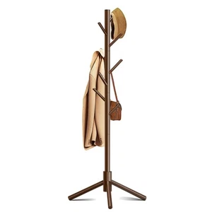 Wooden Coat Rack, Free Standing Coat Rack with 8 Hooks 3 Adjustable Heights f... - Picture 1 of 8