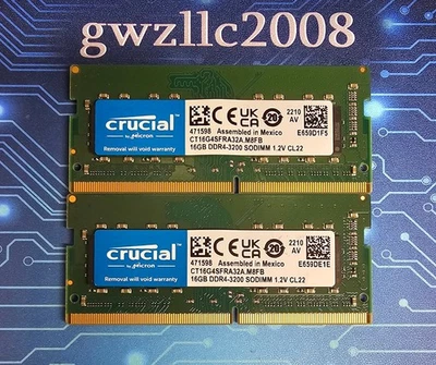 32GB (2x16GB) PC4-25600 DDR4-3200MHz 1Rx8 Non-ECC Crucial CT16G4SFRA32A.M8FB #A6 - Image 1 of 2