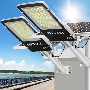 2PCS Super Bright 10000W Commercial Solar Street Light Outdoor Dusk To Dawn Lamp - Picture 1 of 10