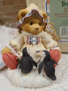 Vintage 1995 Retired Cherished Teddies Figurine Girl with Penguins -Kristen Hugs - Picture 1 of 7