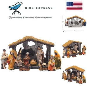 12-Piece Nativity Scene Figurine Set with Stable Christmas Baby Jesus Decor - Picture 1 of 8