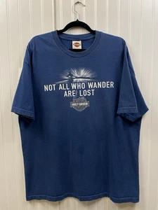 Vintage Harley Davidson Tshirt Men’s XL Blue Y2K Not All Who Wander Are Lost - Picture 1 of 7