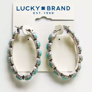 Nuevos Pendientes Aro Turquesa Marca Lucky Regalo De Colección Mujeres Fiesta Vacaciones Joyería - Imagen 1 de 4