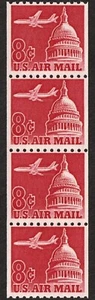 PAPER-GEM: scott#C65 coil strip Airmail US/usa stamp Mint Never hinged og nh/mnh - Picture 1 of 1