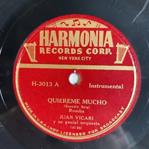 10" 78 RPM-Juan Vicari-Quiereme Mucho/Secreto/Harmonia H-3013 - Picture 1 of 4