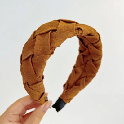 Horquilla tejido torcido ala ancha accesorios para el cabello diadema arrugada simple Foto 1 de 4