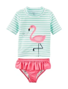 Carter's Pink Flamingo Rash Guard 2-Piece Swimsuit Infant Baby Girl 12 Months - Picture 1 of 1