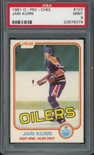1981-82 O-Pee-Chee Hockey Card #107 JARI KURRI Rookie Card PSA 9 Mint