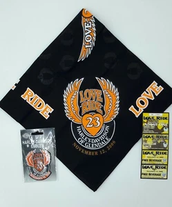 Harley Davidson of Glendale Ca 23rd Love Ride Bandana and Patch and Event Ticket - Picture 1 of 5