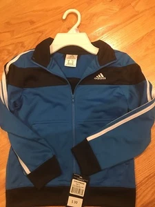 Boys ADIDAS Blue Track Jogging Jacket Sweatshirt SIZE 6, Full Zip With Pockets - Picture 1 of 3