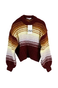 MAGLIONE ZARA A RIGHE BIANCO GIALLO MARRONE TAGLIA S NUOVO CON CARTELLINO BNWT - Imagen 1 de 4