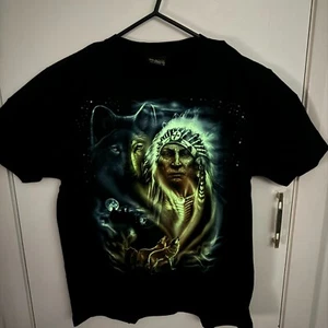 Glow In Dark Indian Wolf Tee Black Size L - Bild 1 von 9