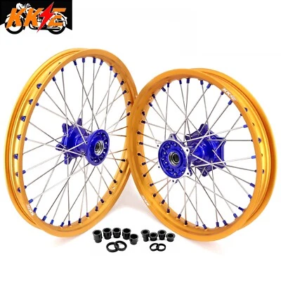 KKE 21/18 Cast Dirt Bike Wheels fit Yamaha YZ250 YZ250F YZ450F 03-2024 Gold Rims - Image 1 of 4