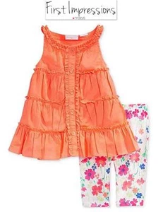 NUEVO CON ETIQUETAS TALLA 0/3 MESES NIÑA PRIMERA IMPRESIÓN 2 PIEZAS CONJUNTO TOP LEGGING NARANJA BLANCO - Imagen 1 de 9