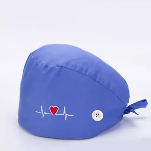 Surgical Scrub Cap Doctor Nurse Kitchen Cotton Hat with Sweatband Adjustable US - Picture 1 of 10