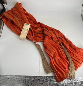 Vintage 1960s Orbachs Orange Indian Cotton & Lurex Scarf / Belt Boho Hippie (LK