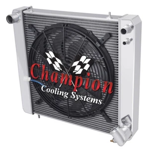 3 Row Racing Champion Radiator W/ 16" Fan for 1965 1966 1967 Jaguar XKE #CC6567 - Picture 1 of 9