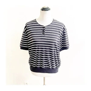Hasting & Smith Vintage Short Sleeve Striped Sweater Women’s Size XL Black - Picture 1 of 9