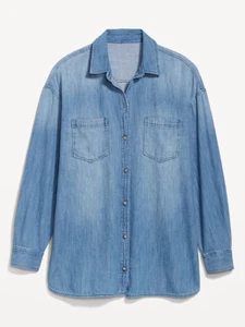 Old Navy Oversized Jean Boyfriend Shirt for Women Size M - Picture 1 of 4