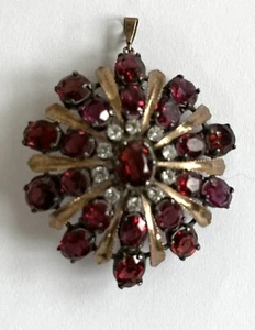Vintage Miriam Haskell Un Signed Garnet Color Rhinestone Pendant Brooch - Picture 1 of 5