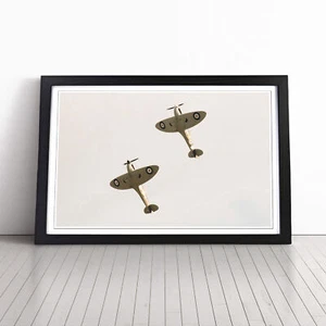 Spitfire Raf Duo Planes Wall Art Print Framed Canvas Picture Poster Decor - Picture 1 of 7