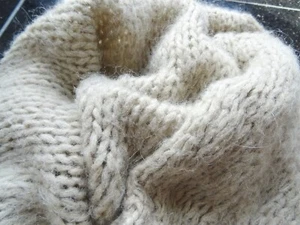Abrigo cárdigan largo de alpaca talla L beige punto grueso - Imagen 1 de 3