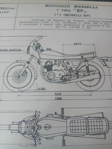 BENELLI 500 QUATTRO LS MOTOBI Original Approval Card 1979 ASI FMI DIAGRAM - Picture 1 of 6