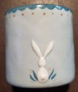 Seann Hopper Ceramic Handpainted Engraved Bunny Rabbit Pot Planter Vase - Picture 1 of 6